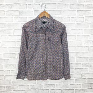 Agnes b. Paris Men's Western geo Print Shirt metal buttons size 38